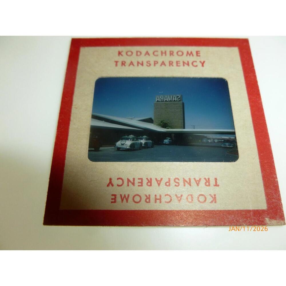 Kodachrome 1950s Slide‎ Sahara Hotel Las Vegas Taxis Cars Entrance